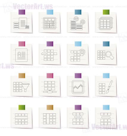 Database and Table Formatting Icons - Vector Icon Set