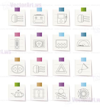 Car Dashboard - realistic vector icons set