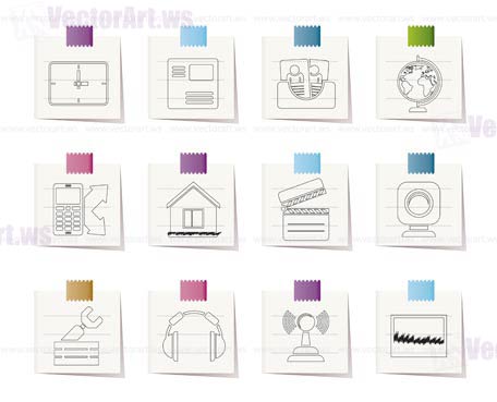 Mobile phone and computer icons - vector icon set