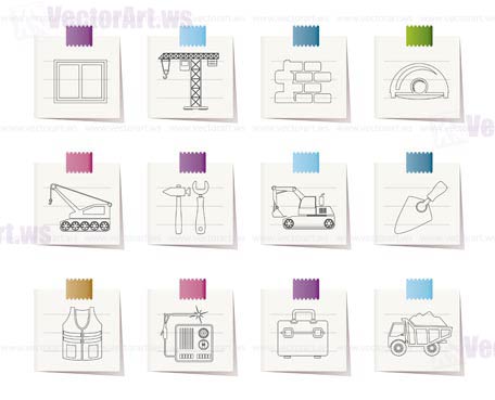 building and construction icons - vector icon set