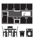 kitchen objects, furniture and equipment - vector illustration