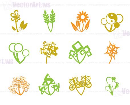 12 abstract flowers -vector icon