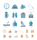 travel, Tourism, vacation  and mountain objects - vector illustration