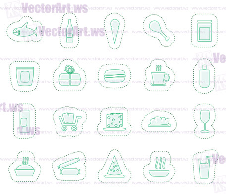 Shop and Foods Icons - Vector Icon Set