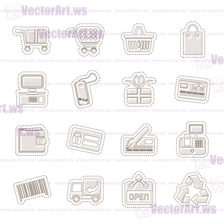 Simple Online Shop icons - Vector Icon Set