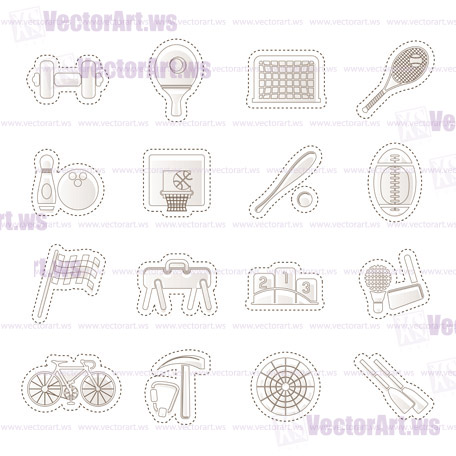 Simple Sports gear and tools icons - vector icon set