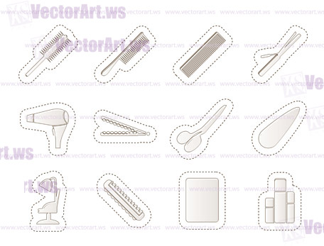 hairdressing, coiffure and make-up icons - vector Icon Set