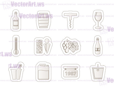 Wine and drink Icons - Vector Icon Set