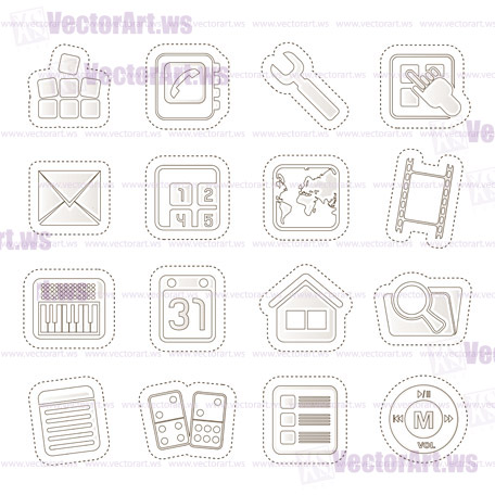 Mobile Phone and Computer icon - Vector Icon Set