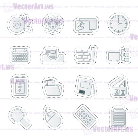 Computer, mobile phone and Internet Vector Icon Set