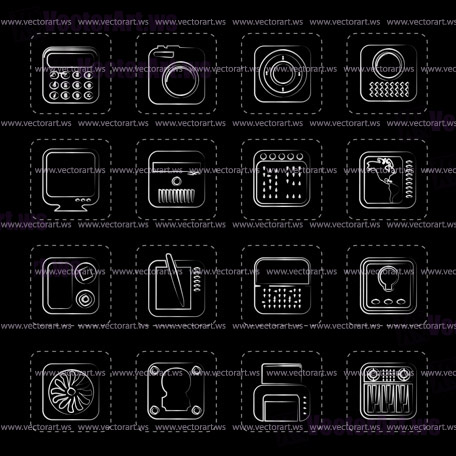 Hi-tech and technology equipment - vector icon set 4