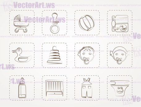 Child, Baby and Baby Online Shop Icons - Vector Icon Set