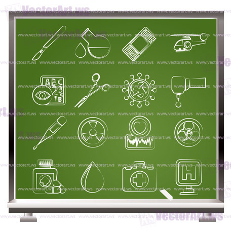 Medicine and hospital equipment icons - vector icon set