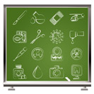 Medicine and hospital equipment icons - vector icon set