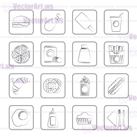 fast food and drink icons - vector icon set