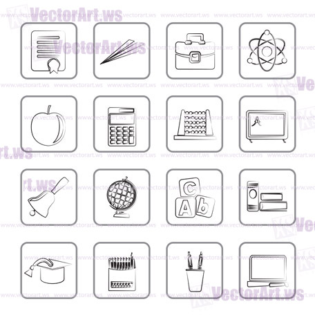 school and education icons - vector icon set