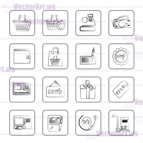 shopping and retail icons - vector icon set