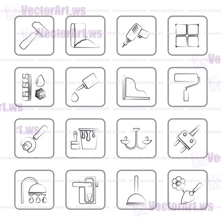 Construction and building equipment Icons - vector icon set 1