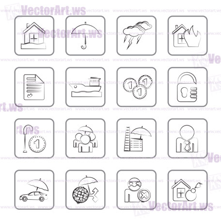 Insurance and risk icons - vector icon set