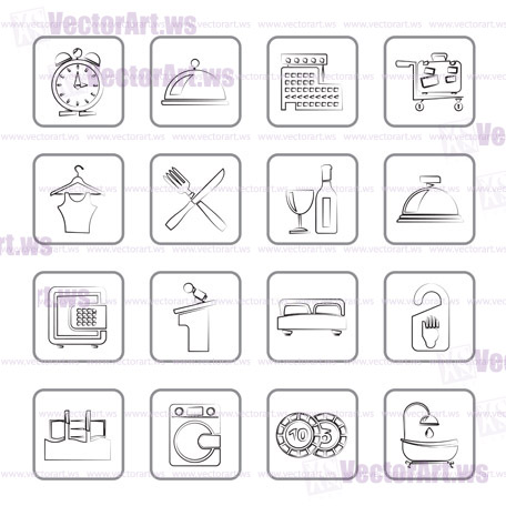 Hotel and motel icons - Vector icon Set