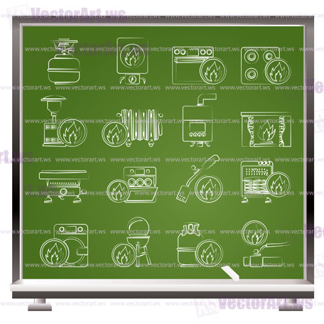 Household Gas Appliances icons - vector icon set