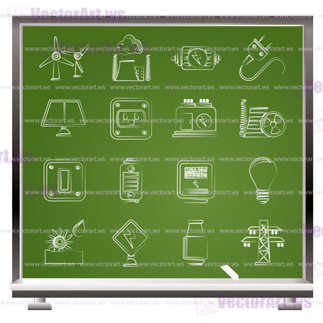 electricity, power and energy icons - vector icon set