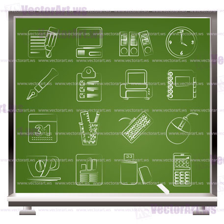 Business and office equipment icons - vector icon set