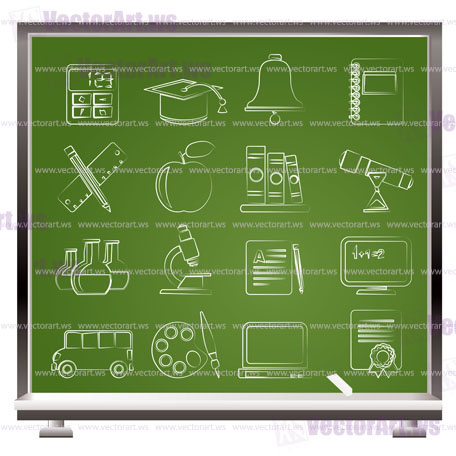 Education and school objects icons - vector icon set