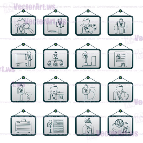 Business, management and hierarchy icons - vector icon set