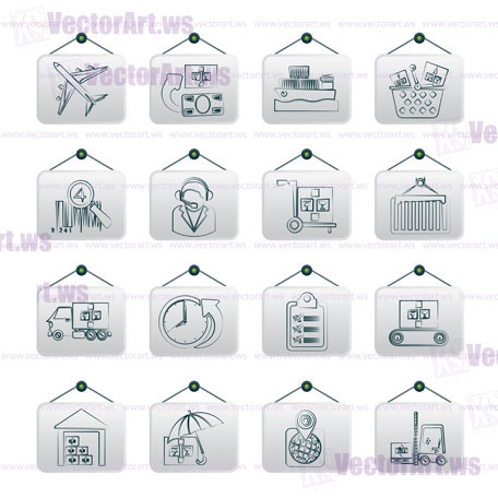 Cargo, logistic and shipping icons - vector icon set