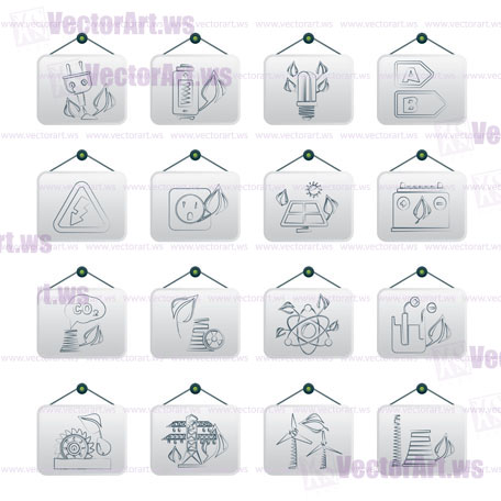 Green energy and environment icons - vector icon set