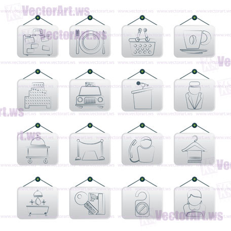 Hotel and motel services icons - vector icon set