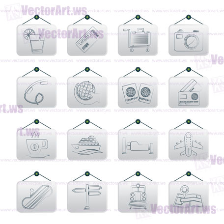 Travel and vacation icons - vector icon set