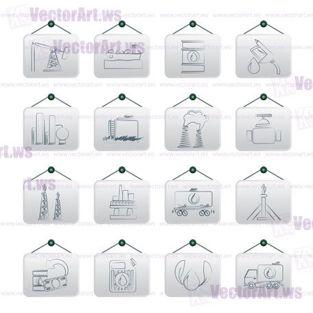 Petrol and oil industry icons - vector icon set