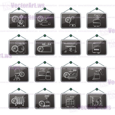 Household Gas Appliances icons - vector icon set