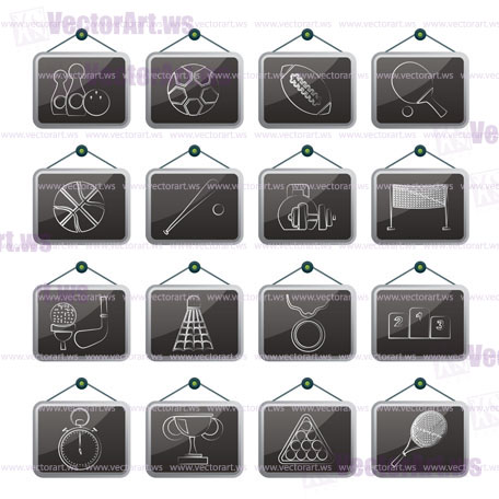 Sport equipment icons - vector icon set