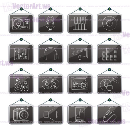Music and audio equipment icons - vector icon set