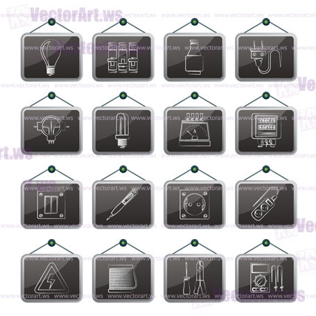 Electrical devices and equipment icons - vector icon set