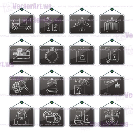 Cargo, shipping and logistic icons - vector icon set