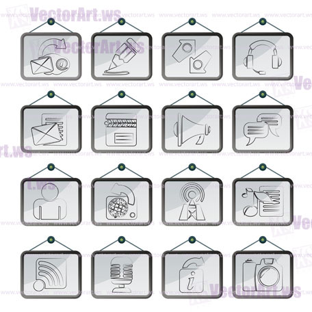 Blogging, communication and social network icons - vector icon set