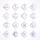 Warning Signs for dangers in sea, ocean, beach and rivers - vector icon set 2