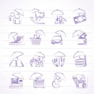 insurance, risk and business icons - vector icon set