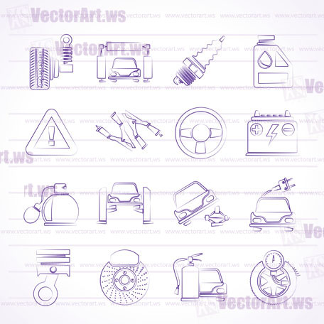 Car and road services icons - vector icon set