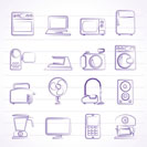 household appliances and electronics icons - vector, icon set