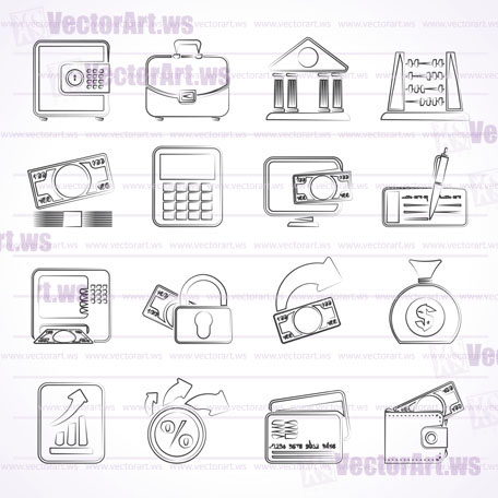 Bank, business and finance icons - vector icon set