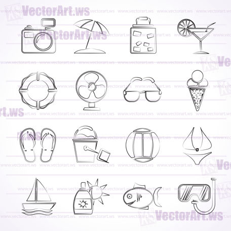 Summer and beach icons - vector icon set