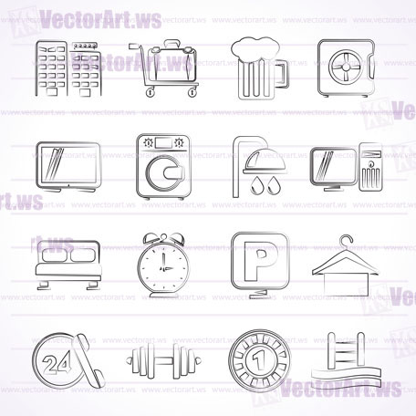 Hotel and motel icons - Vector icon Set