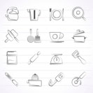 kitchen gadgets and equipment icons - vector icon set