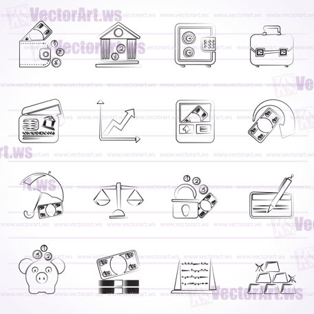 Business, finance and bank icons - vector icon set