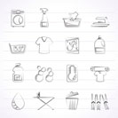 Washing machine and laundry icons - vector icon set